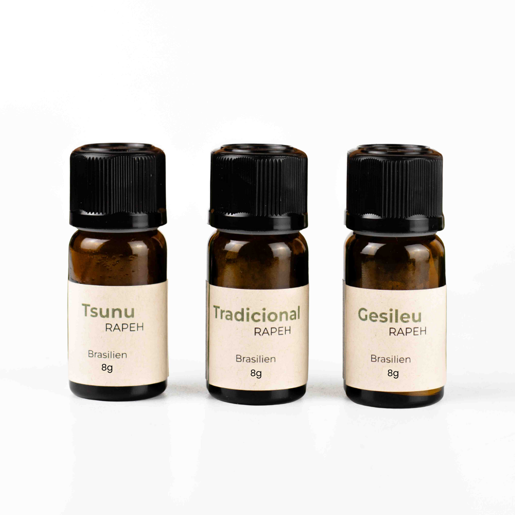 Rapeh, Rapè, 3er Set, Tsunu, Tradicional, Gesileu, Schamanischer Schnupftabak, Rapeh aus Brasilien, Hape, Rapé aus Brasilien traditionell