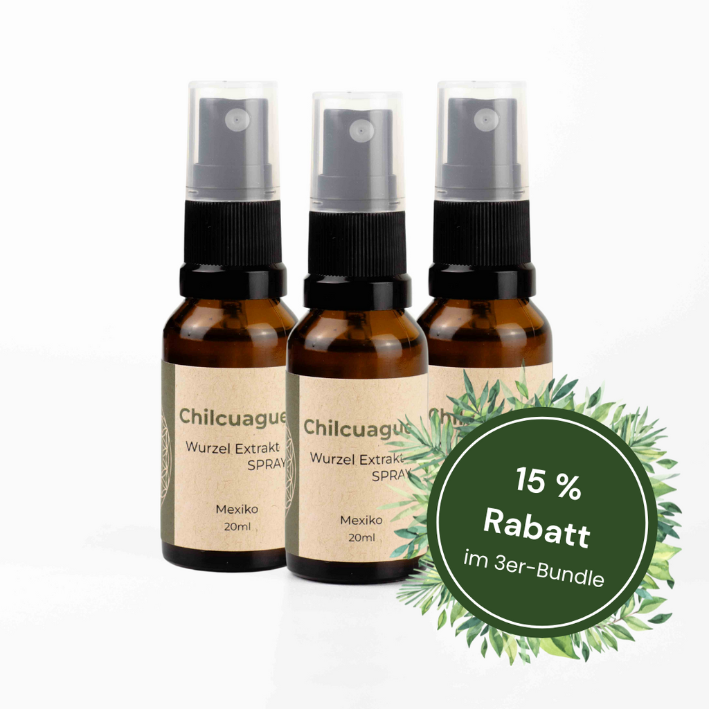 Chilcuague Set, golden root, goldenen wurzel aus Mexiko, chilcuague Öl Spray, Artesische Goldwurzel 3er Bundle