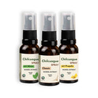 Chilcuague Spray, 3er Set, Chulcuague Classic, Chilcuague mit Minze, Minzextrakt, Chilcuague mit Propolis, Propolisextrakt, Wurzel Extrakt aus Mexiko, golden root, Heliopsis longipes, aztekische goldwurzel, extrakt, tinktur, kriblendes Mundspray, Raiz Selvas, 20ml Spray, Anwendung Spray, spare 15% im Set