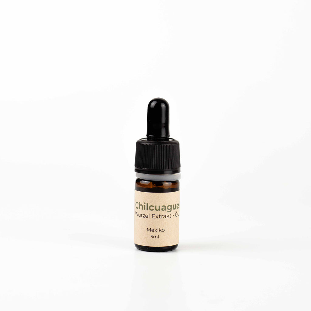 Chilcuague Öl, Wurzel Extrakt, Tinktur, Goldene Wurzel, golden root, aus Mexiko, Pipette, Glasflasche, 5ml