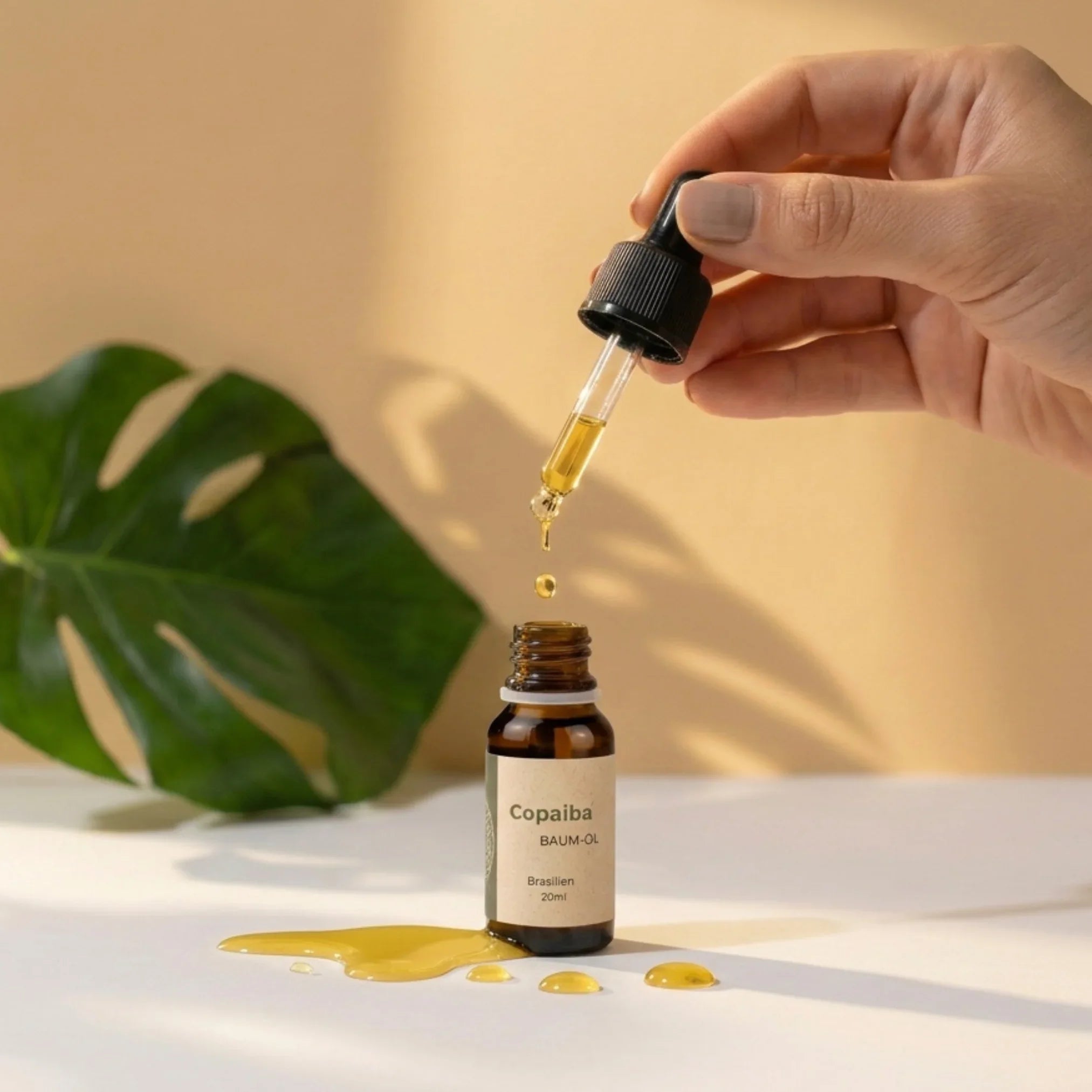 Copaiba Öl, Copaiba Baum Harz Öl, naturrein aus Brasilien, 100% naturreines Copaiba Harz-Öl ohne Zusätze, 20ml in Pipetten Glasflasche