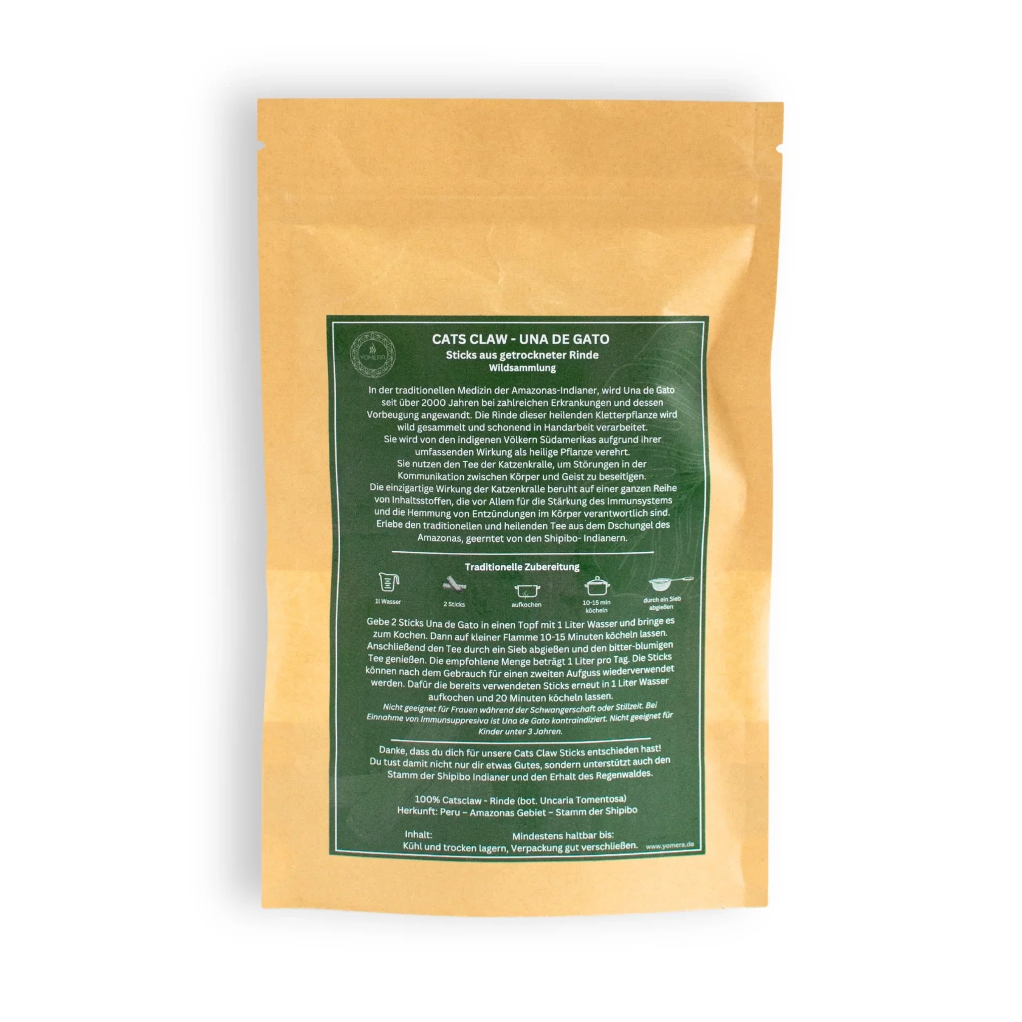 Una de Gato, Catsclaw, Katzenkralle, Vilcacora, Rinde aus dem Amazonas, Wildsammlung aus Peru, Immunbooster Tee aus Südamerika, Dschungel Liane, Rinde Sticks in Tüte 60g, Info, Anleitung