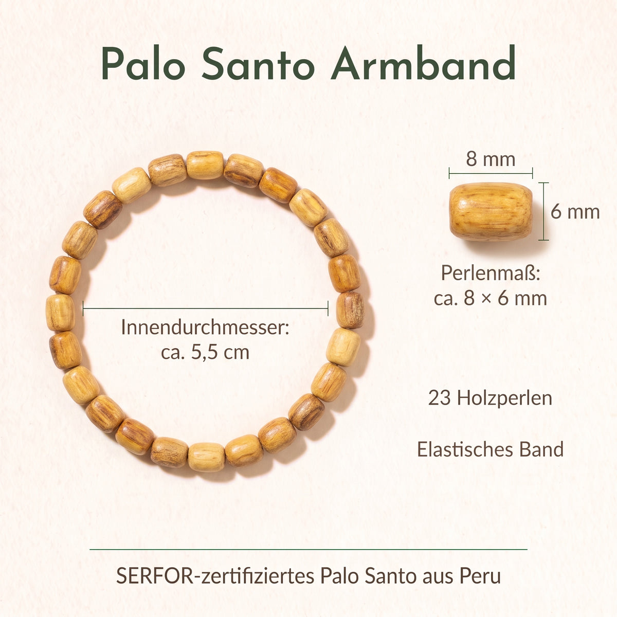 Palo Santo Armband, natürlicher Holz Schmuck aus Peru