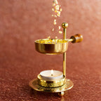 Räucherstövchen verstellbar Messing in gold mit Sieb zum räuchern mit Kerze