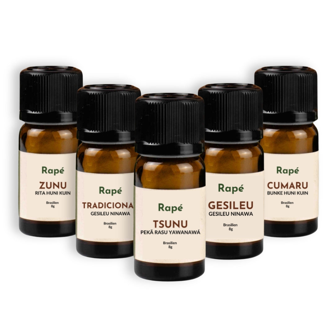 Rapeh, Rapè, Hapé, 5er Set, spare 15% im Set, Zunu aus Brasilien, Rita Huni Kuin, Cumaru, Rapé aus Brasilien, 8g, im Glas wiederverschließbar, traditionelles rapé, schamanischer Schnupftabak, Spare 15% im Rapé Set